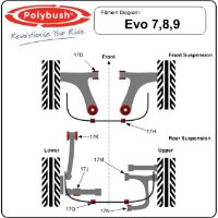 Polybush: Rear Shock Lower Mount Bush: Evo IV - IX (Pair)