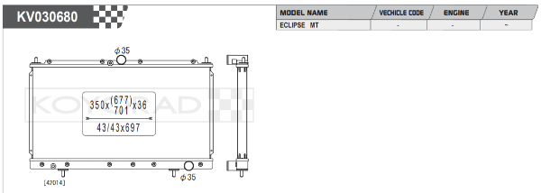 Koyorad: Alloy Radiator : MITSUBISHI Eclipse 2.0 89-96 ( Without oil cooler)