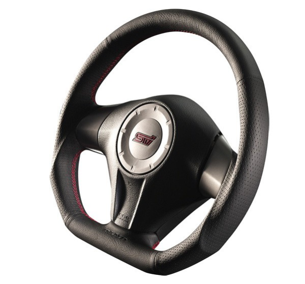 Damd Impreza GR/GV Flat Bottom Steering Wheel Red Stitching