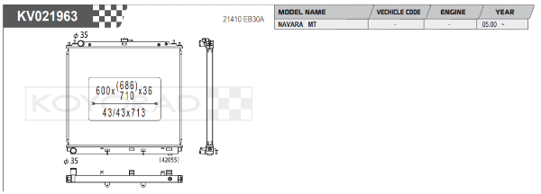 Koyorad: Alloy Radiator: NISSAN Pathfinder 2.5 DCi  05-10