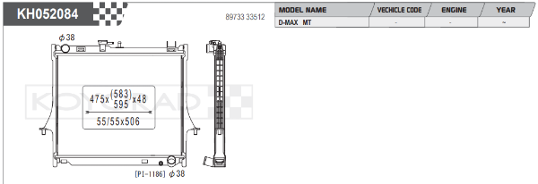 Koyorad: Alloy Radiator: ISUZU D-Max 2.5 DiTD 10/02-