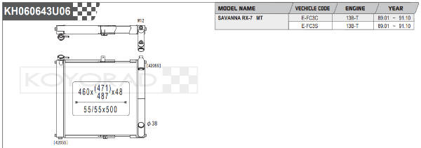 Koyorad: Alloy Radiator (Dual pass): Mazda Savanna / RX-7 Man. 01/89-10/91 (Dual pass)